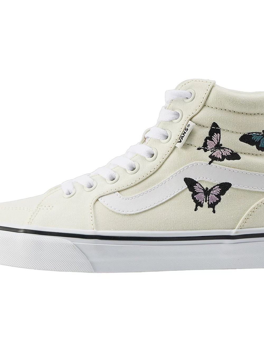 Vans Sk8-Hi Butterfly Embroidered High Top in Cream and White